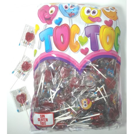 Piruletas corazón Toc Toc fresa 200 unid