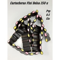CARTUCHERAS REGALIZ NEGRAS FINI BOLSA CON 250U